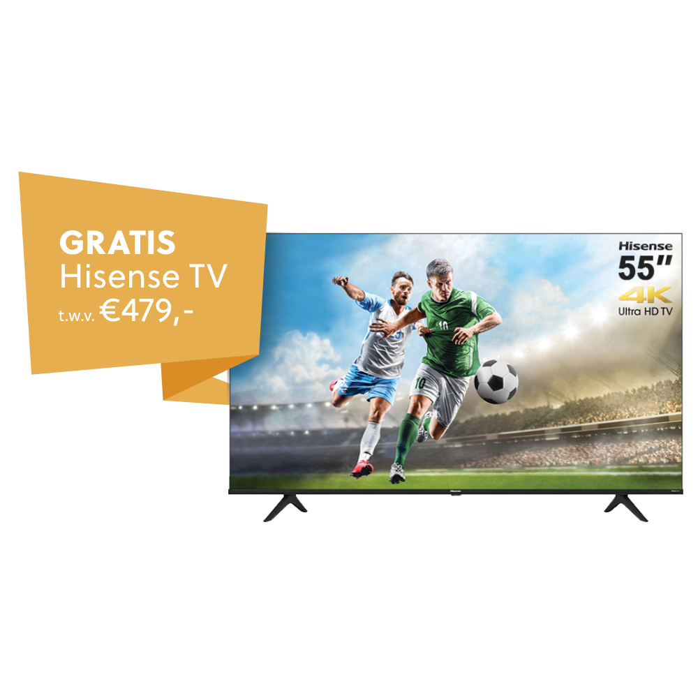 €50,- Cashback + Gratis Hisense 55" Smart TV t.w.v.